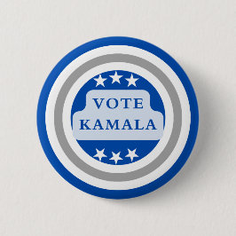 Chapa Redonda De 5 Cm Vota Kamala Harris. Azul
