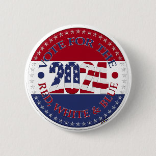 Chapa Redonda De 5 Cm Vota por la bandera roja blanca y azul de EE. UU. 