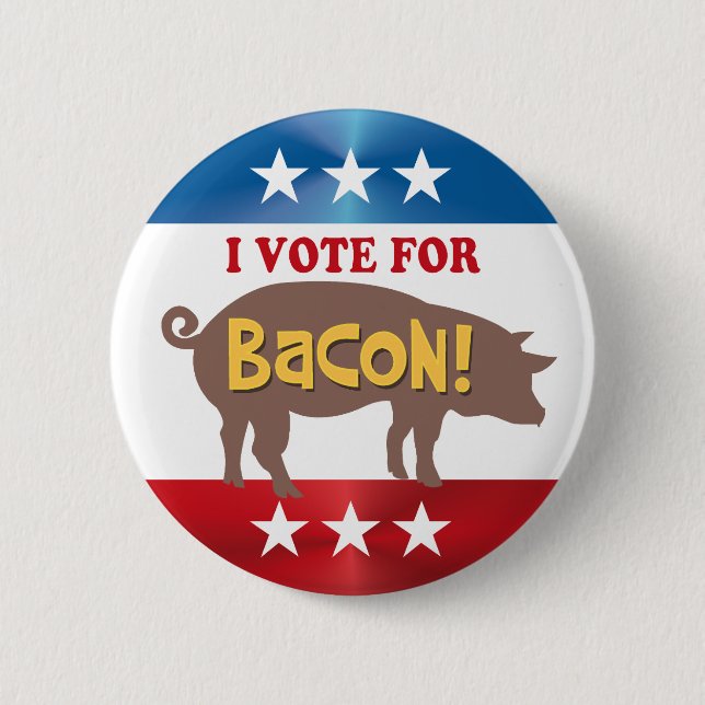 Chapa Redonda De 5 Cm Votar por BACON (Anverso)
