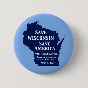 Chapa Redonda De 5 Cm Votar por Crawford para la Corte Suprema de Wiscon