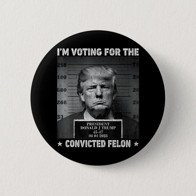 Chapa Redonda De 5 Cm Votar Por El Condenado Felon Funny Trump 2024 (Anverso)