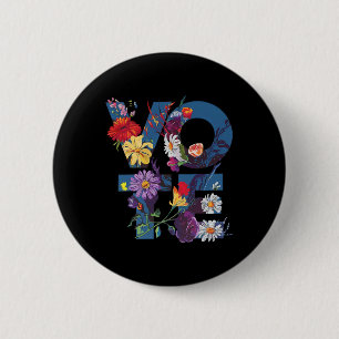 Chapa Redonda De 5 Cm Votar por la flor azul Demócrata Kamala 2024