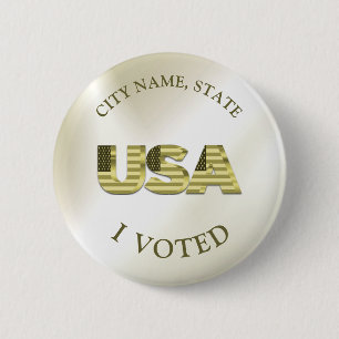 Chapa Redonda De 5 Cm Voté por las elecciones Golden Elegant de EEUU