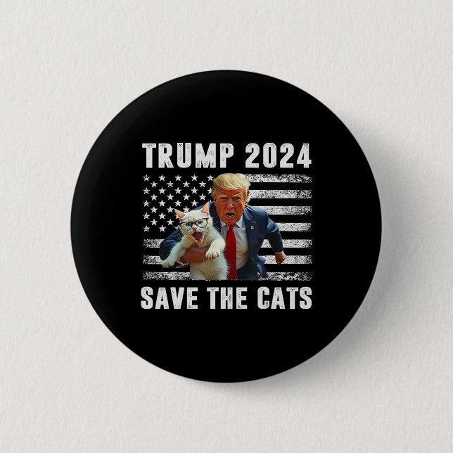 Chapa Redonda De 5 Cm Vote Trump 2025 Funny Save The Cats  (Anverso)