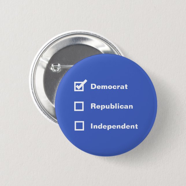 Chapa Redonda De 5 Cm Voter Democrat Republican Independent Check Mark (Anverso y reverso)