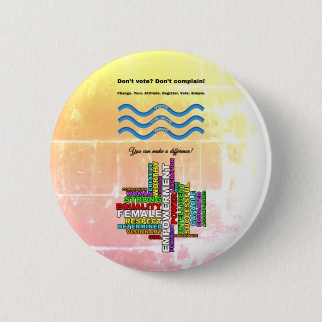 Chapa Redonda De 5 Cm Voto combinado Mujeres fuertes azules palabra nube (Anverso)