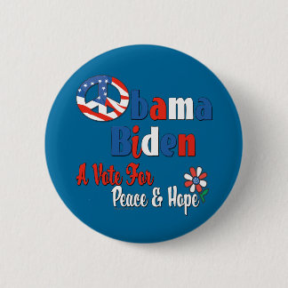 Chapa Redonda De 5 Cm Voto de Obama Biden para la paz y el amor