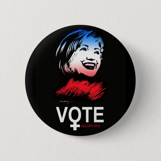 Chapa Redonda De 5 Cm voto HILLARY 2016 (Anverso)