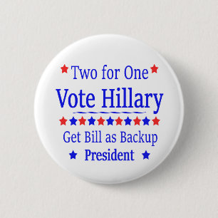 Chapa Redonda De 5 Cm Voto Hillary dos para una