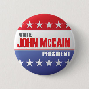 Chapa Redonda De 5 Cm Voto John McCain para el presidente
