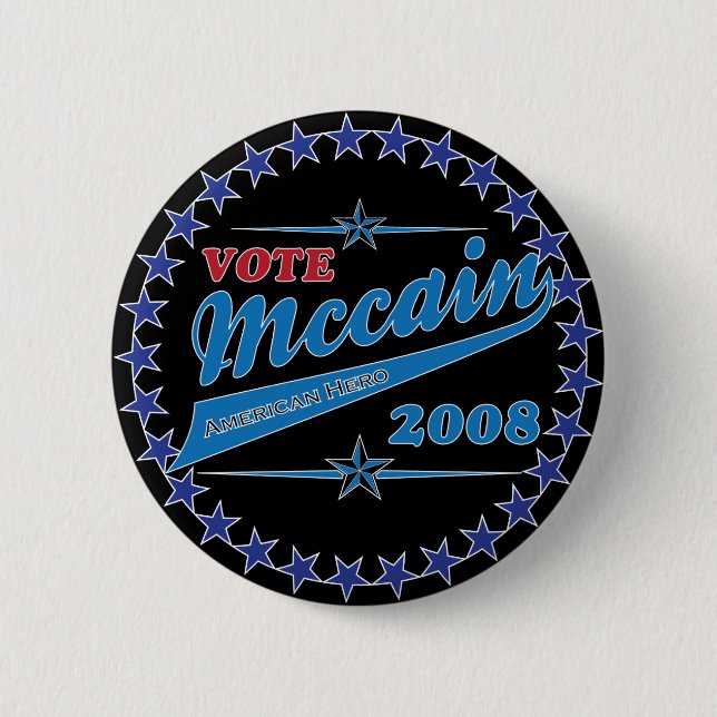 Chapa Redonda De 5 Cm Voto McCAIN una elección americana 2008 del héroe (Anverso)
