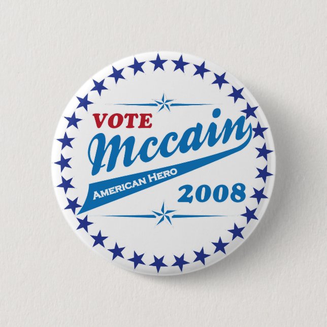 Chapa Redonda De 5 Cm Voto McCAIN una elección americana 2008 del héroe (Anverso)