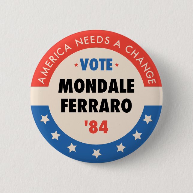 Chapa Redonda De 5 Cm Voto Mondale/Ferraro '84 (Anverso)