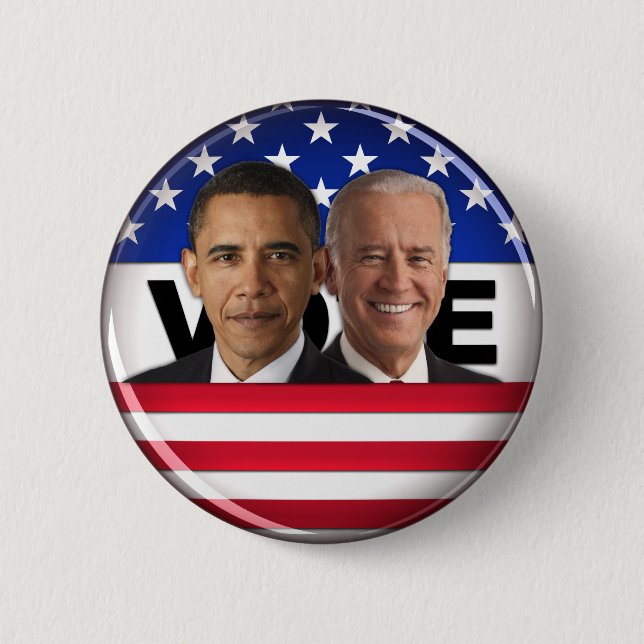 Chapa Redonda De 5 Cm Voto Obama y Biden (Anverso)
