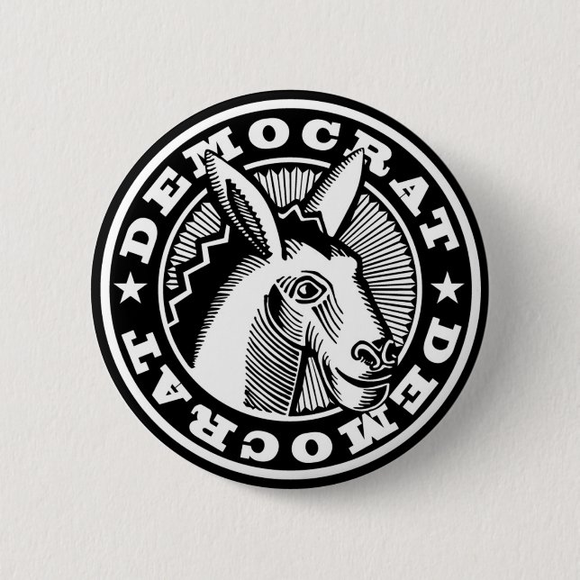 CHAPA REDONDA DE 5 CM VOTO PARA DEMÓCRATAS (Anverso)