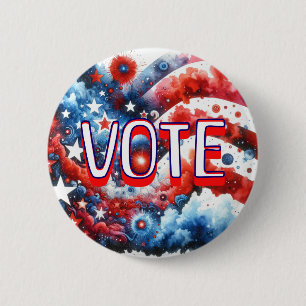 Chapa Redonda De 5 Cm Voto patriótico rojo, blanco y azul