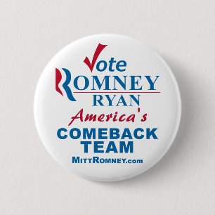 Chapa Redonda De 5 Cm Voto Romney Ryan