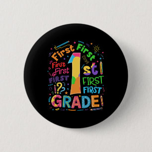 Chapa Redonda De 5 Cm Vuelta al cole tipografía equipo de 1er grado estu