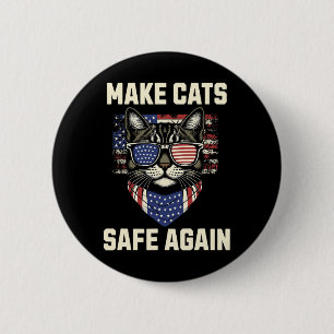 Chapa Redonda De 5 Cm Vuelve a poner a los gatos a salvo Trump Gatos par