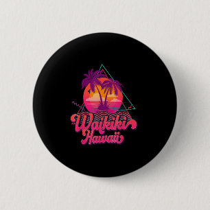 Chapa Redonda De 5 Cm Waikiki Beach Vacation Hawaii Surf Sunset Surfer R