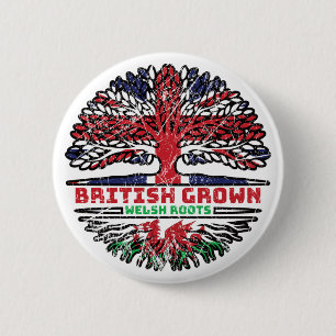 Chapa Redonda De 5 Cm Wales Welsh Reino Unido Ríos de Árboles Británicos