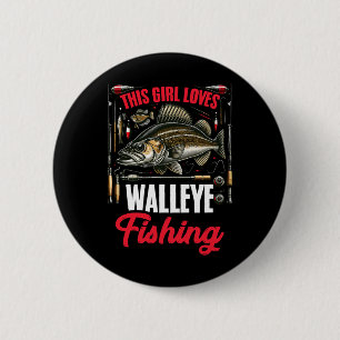 Chapa Redonda De 5 Cm Walleye Hunting Fish Angler A este Chica le encant