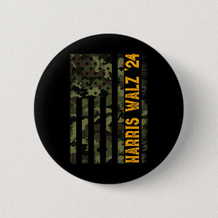 Chapa Redonda De 5 Cm Walz 2024 Elecciones presidenciales Kamala Camo Ba