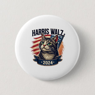 Chapa Redonda De 5 Cm Walz 2024 Funny Cat Kamala Harris Tim Walz