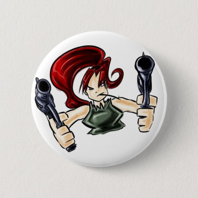 Chapa Redonda De 5 Cm Wanda la pistola (Anverso)