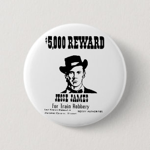 Chapa Redonda De 5 Cm Wanted Jesse James
