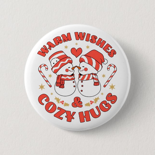 Chapa Redonda De 5 Cm Warm Wishes  & Cozy Hugs (Anverso)