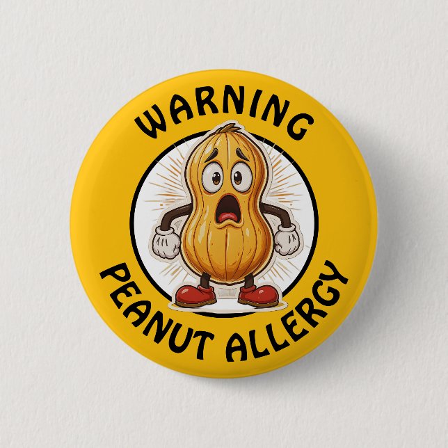 Chapa Redonda De 5 Cm Warning Peanut Allergy Alert   (Anverso)