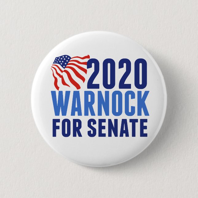Chapa Redonda De 5 Cm Warnock para el Senado (Anverso)