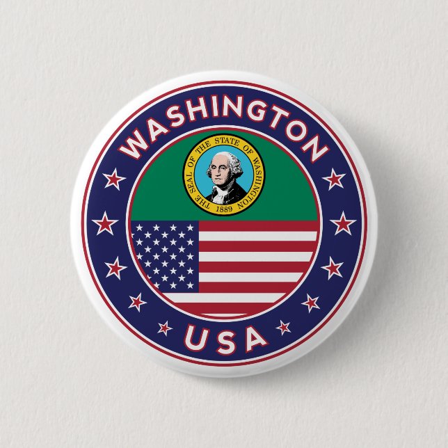 Chapa Redonda De 5 Cm Washington (Anverso)