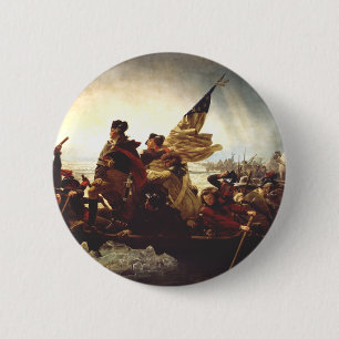 Chapa Redonda De 5 Cm Washington cruzando el Delaware de Emanuel Leutze