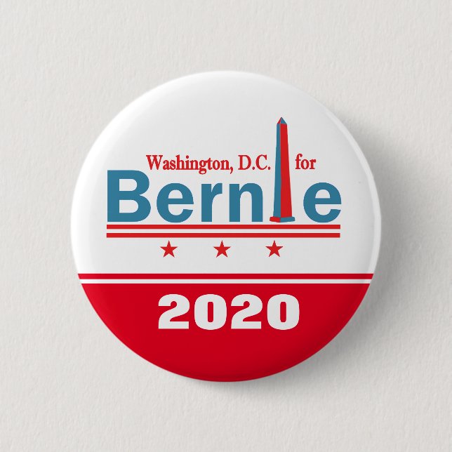 Chapa Redonda De 5 Cm Washington, D.C. para Bernie 2020 (Anverso)