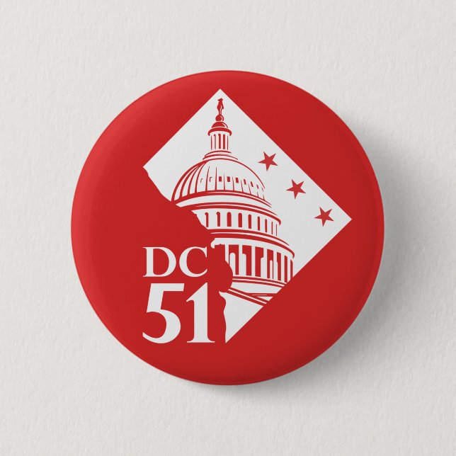 Chapa Redonda De 5 Cm Washington DC 51st statehood now Button (Anverso)
