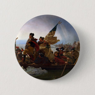 Chapa Redonda De 5 Cm Washington que cruza arte del Delaware - los