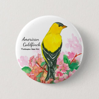 Chapa Redonda De 5 Cm Washington State Bird American Goldfinch