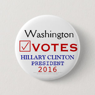 Chapa Redonda De 5 Cm Washington vota al presidente 2016 de Hillary