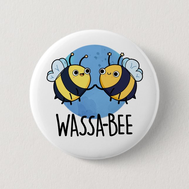Chapa Redonda De 5 Cm Wassabee Funny Wasabi Bee Pun (Anverso)