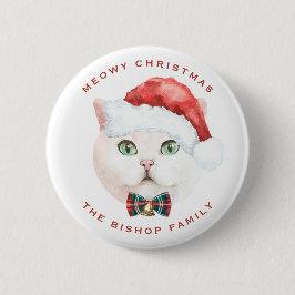 Chapa Redonda De 5 Cm Watercolor British Shorthair Cat Feliz Navidad
