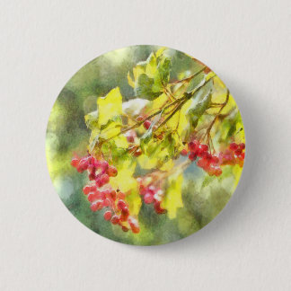 Chapa Redonda De 5 Cm Watercolor de las Berries de invierno