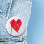 Chapa Redonda De 5 Cm Watercolor de moda Artsy El día de San Valentín He<br><div class="desc">Este artístico y moderno botón de estilo El día de San Valentín fue diseñado usando mi colorido corazón acuarela pintado con brillantes tonos de rosa fucsia, naranja de neón y rojo fluorescente. Las gotas de pintura y las salpicaduras le dan a la carta un aire artístico y abstracto divertido. Los...</div>