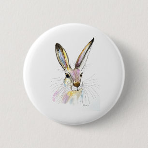 Chapa Redonda De 5 Cm Watercolor Easter Hare Rabbit Animal Rustic Cute