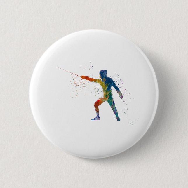 Chapa Redonda De 5 Cm watercolor fencing (Anverso)