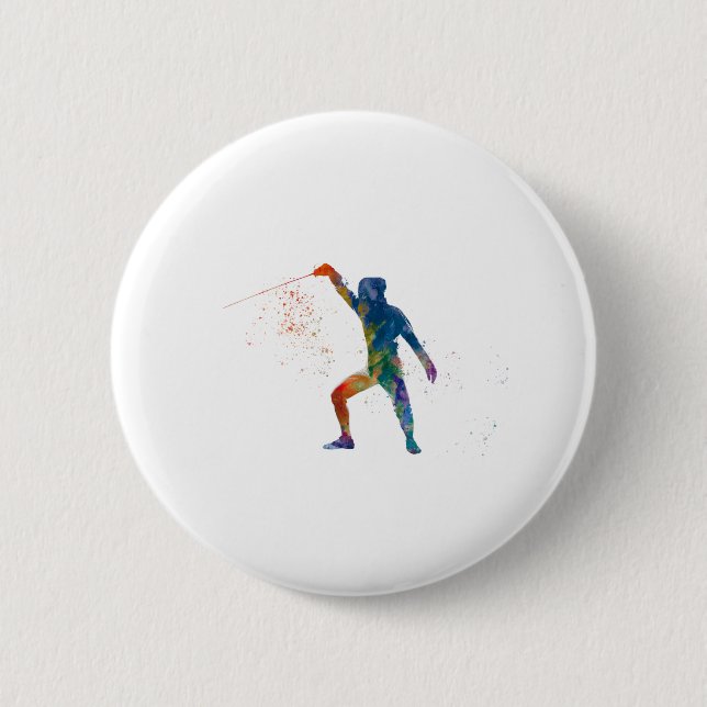 Chapa Redonda De 5 Cm watercolor fencing (Anverso)