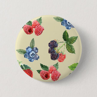 Chapa Redonda De 5 Cm Watercolor Fresa Raspberry Curva Patrón