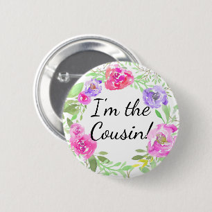 Chapa Redonda De 5 Cm Watercolor Peony Baby Shower Soy Primo Etiqueta de