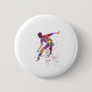 Chapa Redonda De 5 Cm watercolor skater